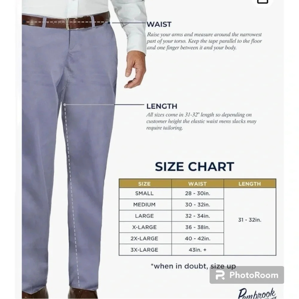 Pembrook men’s big and tall comfort collection easy to wear pants in gray 3XL - Picture 5 of 8